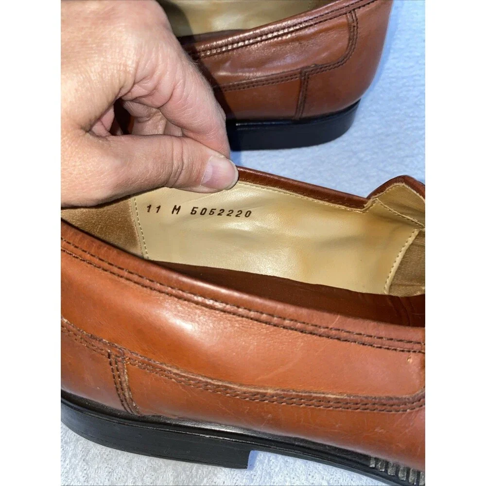 Stanley Blacker Men’s Woven Leather Tassel Loafers Brown Size 11 M Italy Style